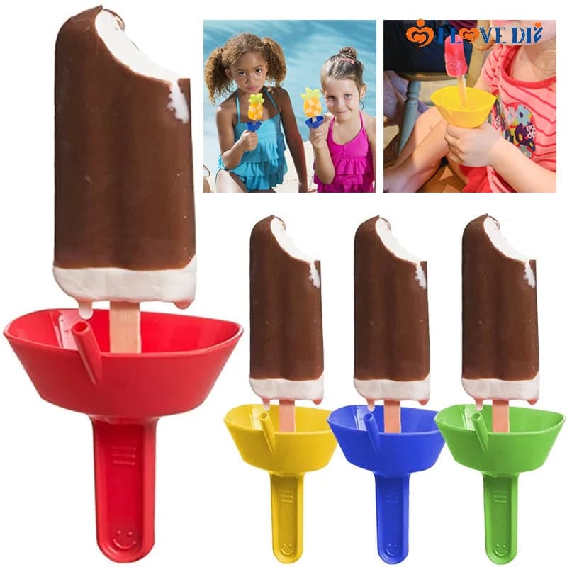 Porta Sorvete De Plástico Portátil À Prova De Gotejamento De Picolés/Kids Anti-Dirty Hands Ice Cream Frozen Treats Holder With Straw