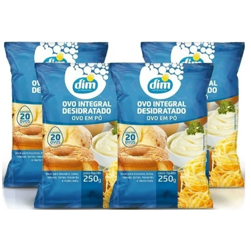 kit 4 pacotes Ovo Integral Pasteurizado Desidratado DIM 250 gr