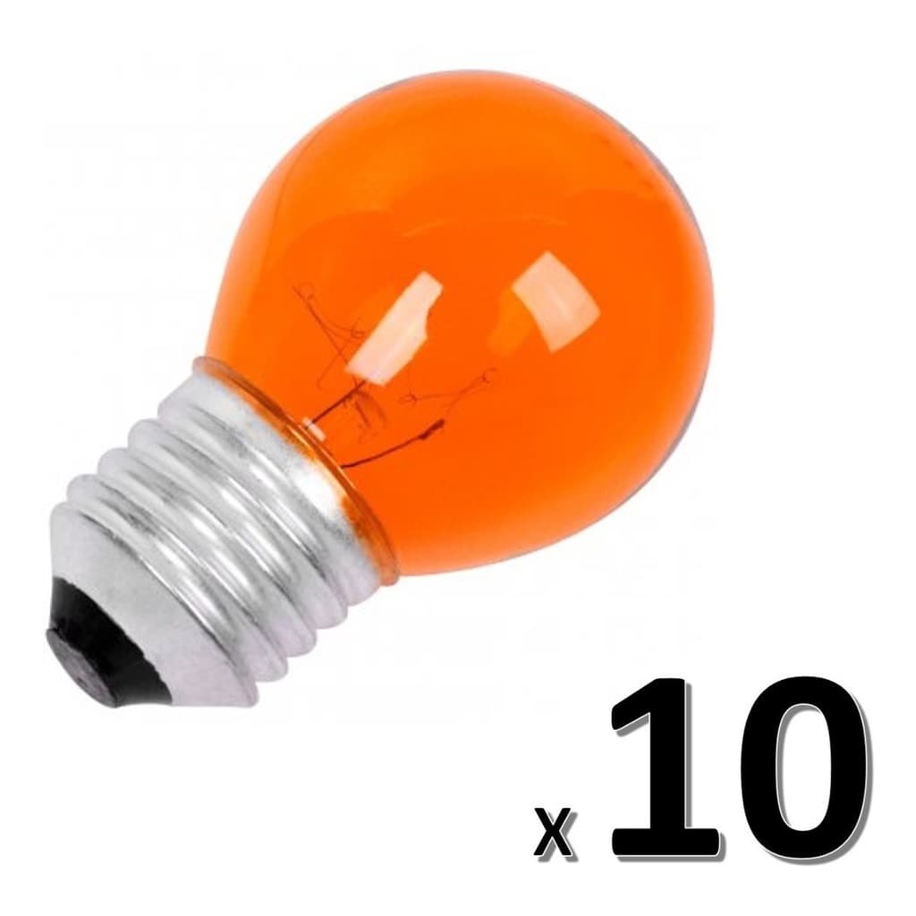 Kit 10 Lâmpada Bolinha Colorida Laranja 15w Decorativa 110v