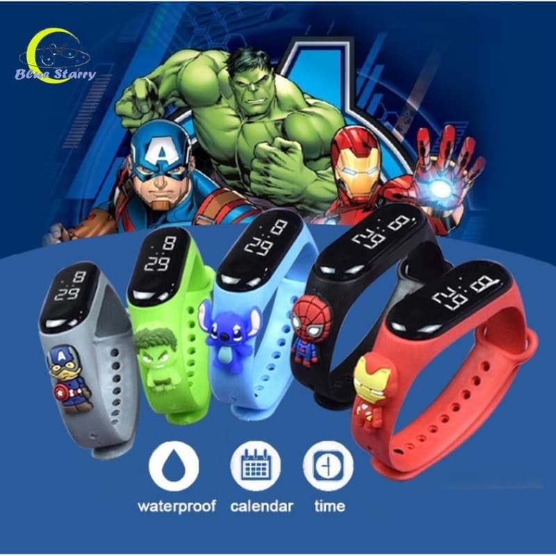 Relógio Infantil Com Desenho LED À Prova D'água 50 Cores