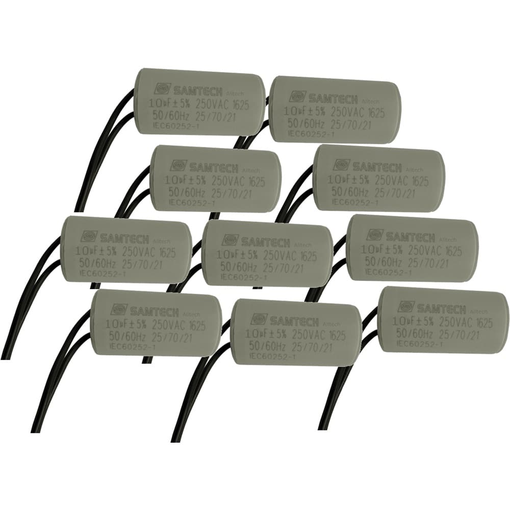 KIT 10 CAPACITORES 10uF 250V PARA MOTOR PORTÃO E VENTILADOR
