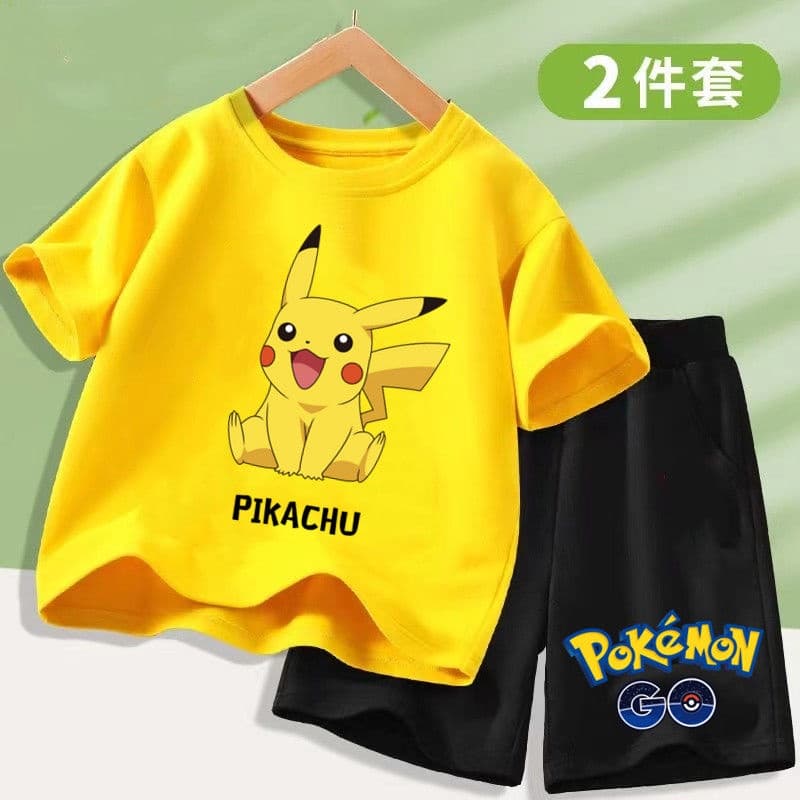 Roupa infantil do Pikachu, roupa infantil dos Pokémon, roupa para meninos, fantasia dos Pokémon, conjunto de duas peças