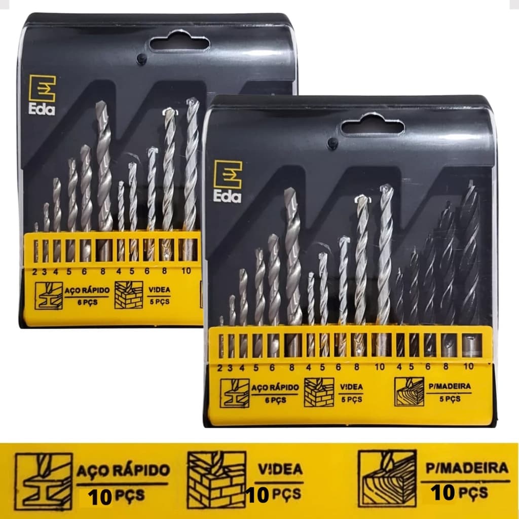Kit Brocas Furadeira Jogo Brocas 32 Peças Aço Madeira Videa