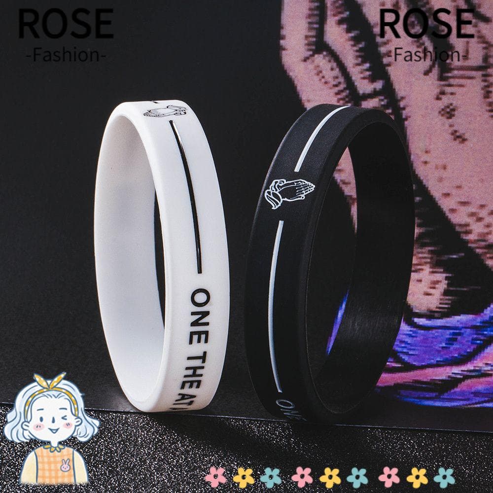 ROSE Pulseira De Oração De Serenidade De Borracha À Prova D'água Nova Jóias De Punho Unissex Sílica Gel/Multicolor