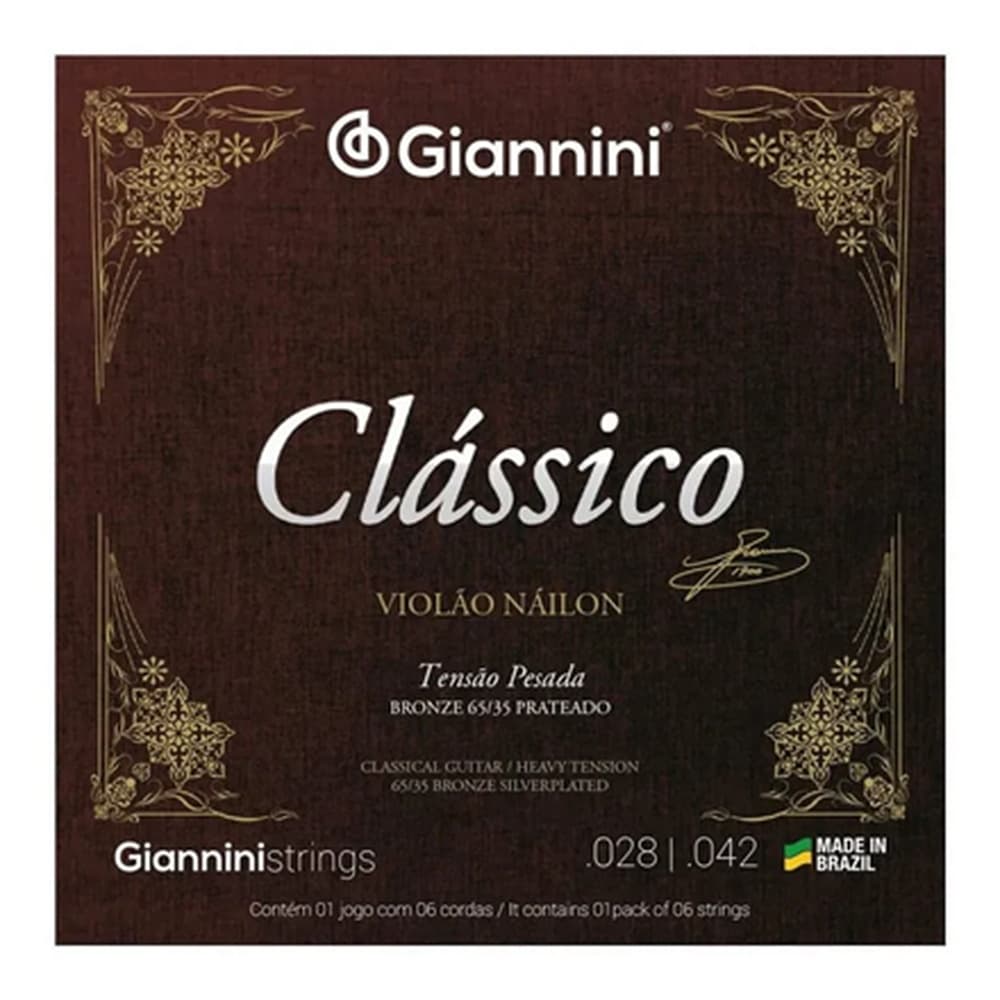 ENCORDOAMENTO GIANNINI VIOLÃO NYLON GENWPA PRATEADO ALTA 65/35