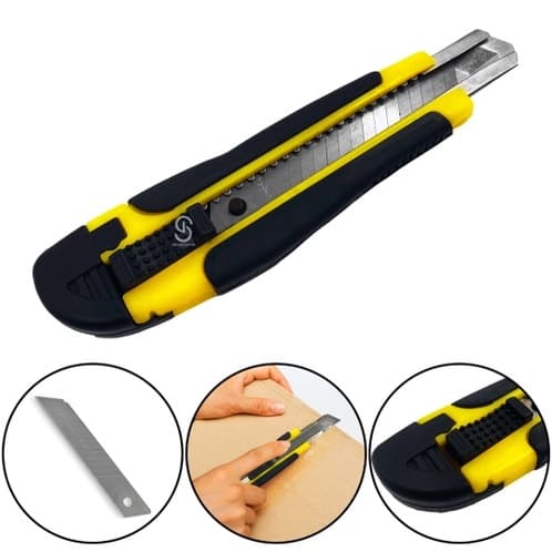 Kit 6 Estiletes Corte Profissional Com Trava lâmina 18mm Material de Corte + Material Escolar + Papelaria