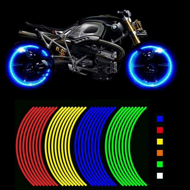 16 Pcs Tiras De 18 Polegadas Decalques Refletivos Para Rodas De Motocicleta