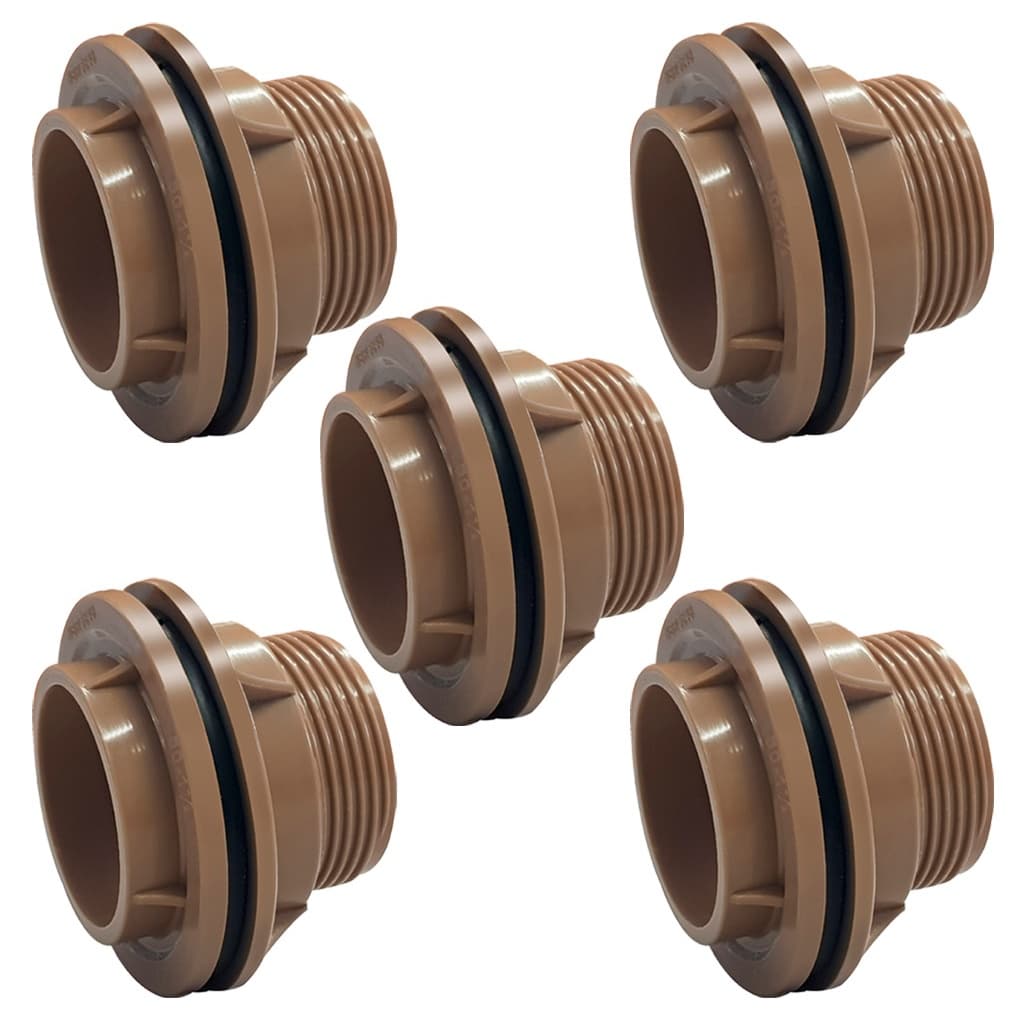 5 Unidades Adaptador Flange 25mm (3/4'') Marrom Para Caixa D'água