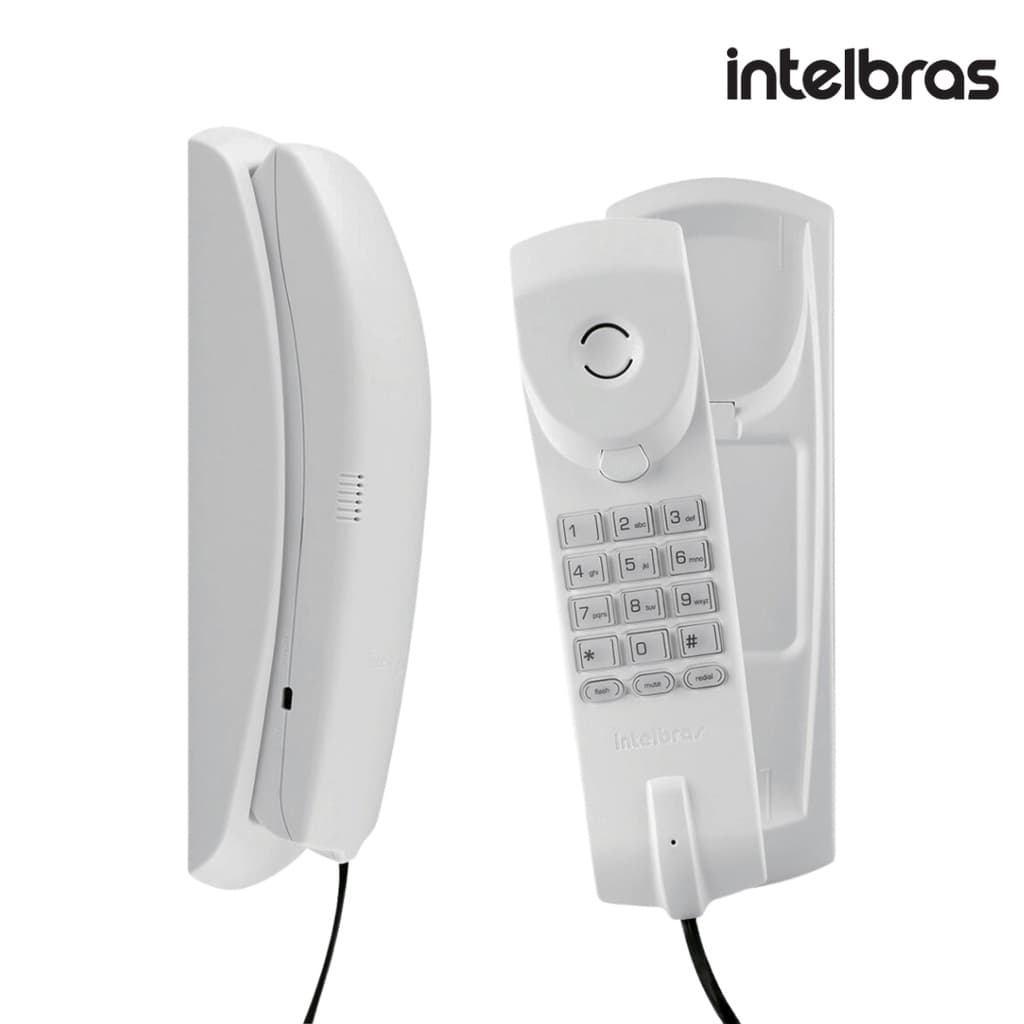 Telefone Gôndola Fixo Cinza Artico Com Fio Intelbras TC20 Parede Mesa Teclado Luminoso Cabo Longo