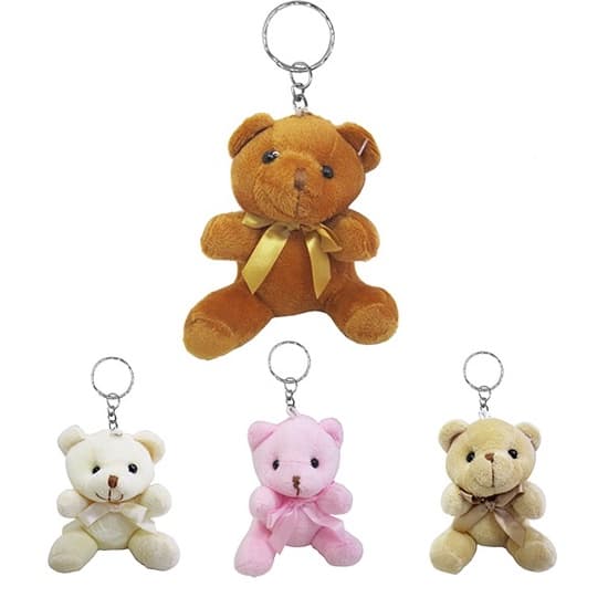 Chaveiro Mini Ursinho de Pelúcia com Lacinho 10cm
