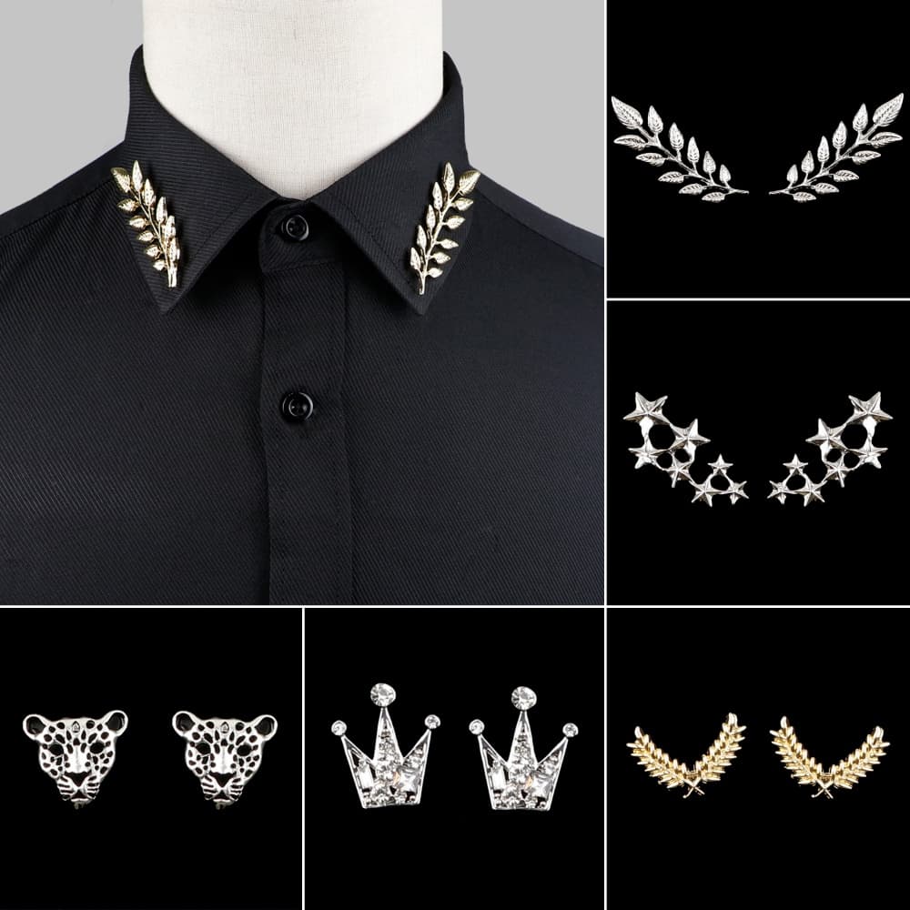 ZONFAZ 1 Par Pins de Colarinho Camisa Terno, Alloy Prata Dourado Vintage, Acessórios para Homens e Mulheres