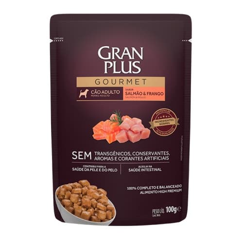 GRAN PLUS GOURMET SACHÊ CÃO ADULTO SALMÃO & FRANGO 100G