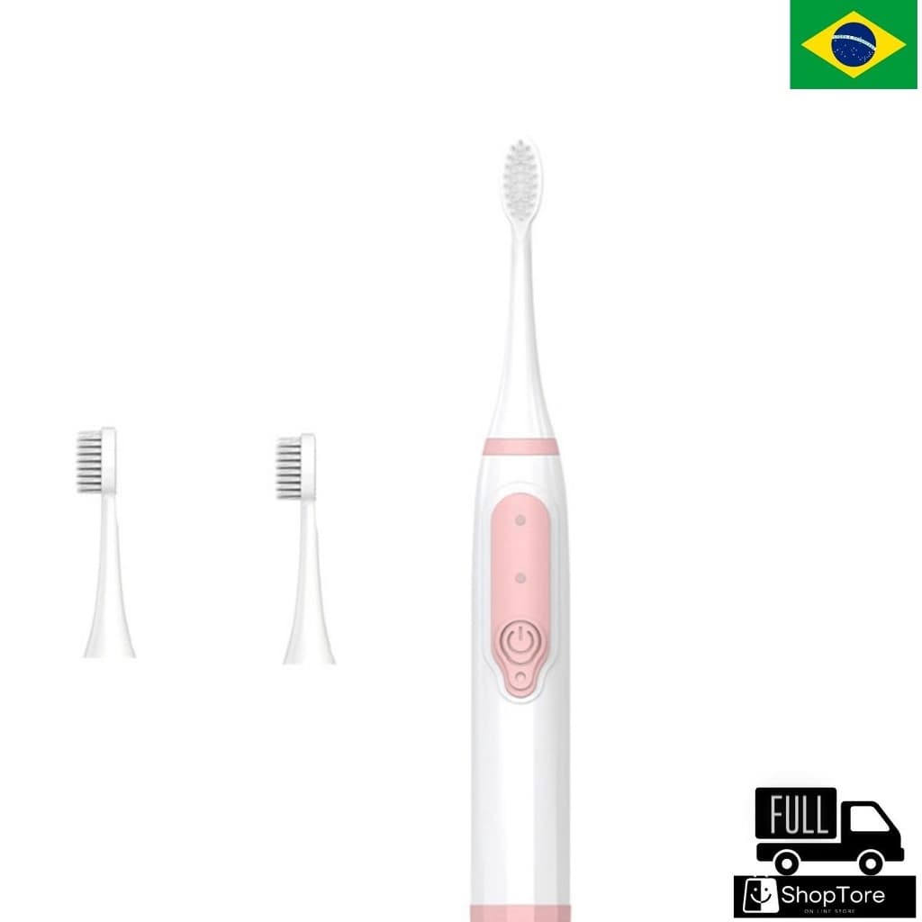 Escova de dentes elétrica  adulto não-recarregável branco com rosa