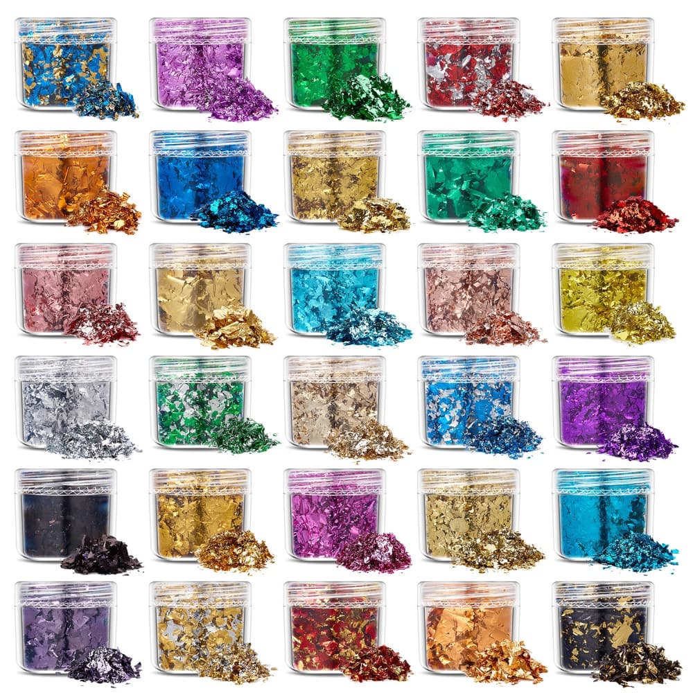 30 Fragmentos Em Folha De Ouro Colorido Material De Decoração De Unhas Pintura Arte Artesanato Papel De