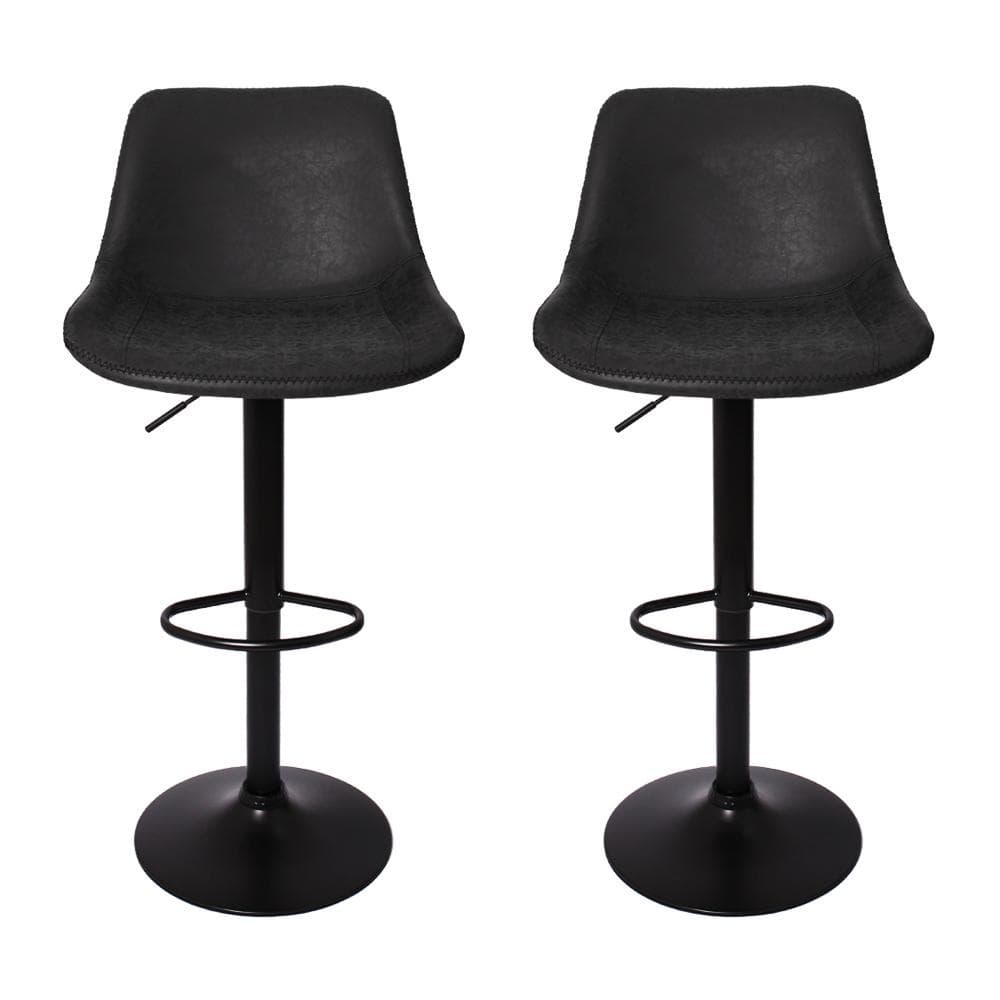 Kit 2 Banquetas Altas Estofadas Cozinha Balcão Ilha Roma Vintage Preta Giratória Altura Regulável