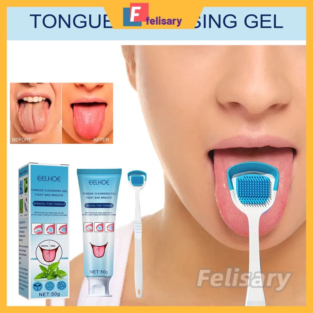 50g Língua Eelhoe Com Silicone Gel de Limpeza Raspador de Língua Escova de Limpeza Set Único Cuidado Oral Mint FELYW