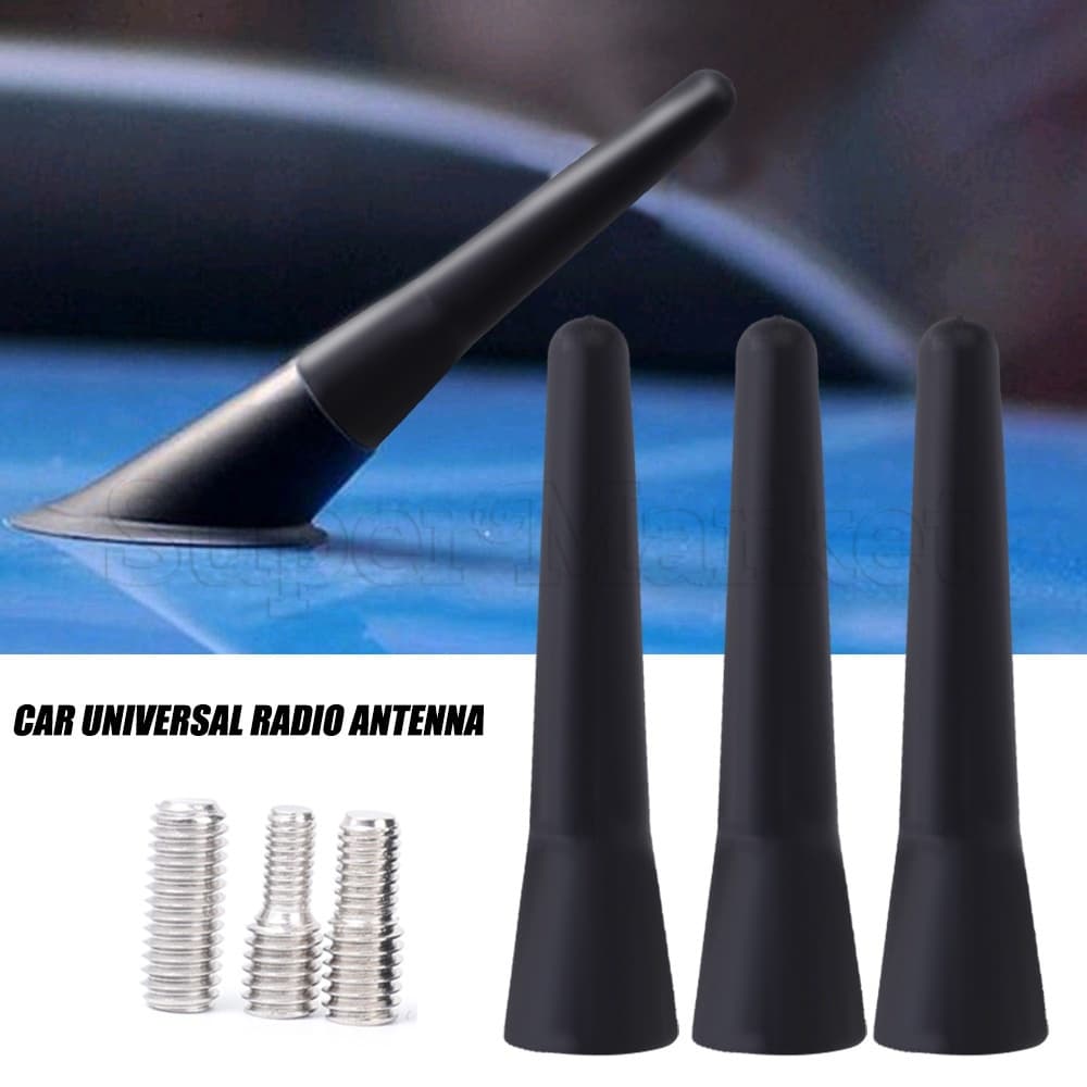 Antena De 6,5cm Mastro De Carro/Tejadilho Pólo Longo/Mini Melhorador De Sinal De Radiodifusão/Rádio FM AM Aéreo/Acessório Automóvel Universal/Com Adaptador De Rosca M6/M5/M4