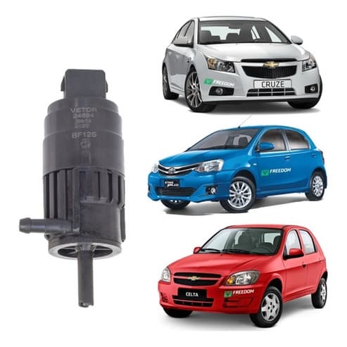 GM Astra Blazer Celta Cobalt Corsa Cruze Onix Prisma 12V 1 Saída Bico Fino Bomba Esguicho Água Parabrisa 1994 a 2022