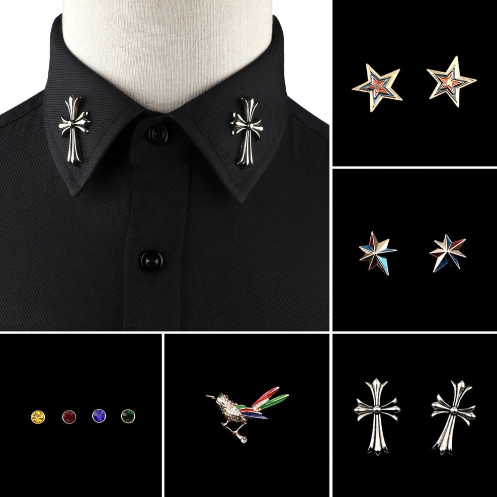 ZONFAZ 1PC/Par Alfinete De Cristal Para Colarinho Camisa Broche Trendy Personalidade Homens Mulheres Acessório Presente