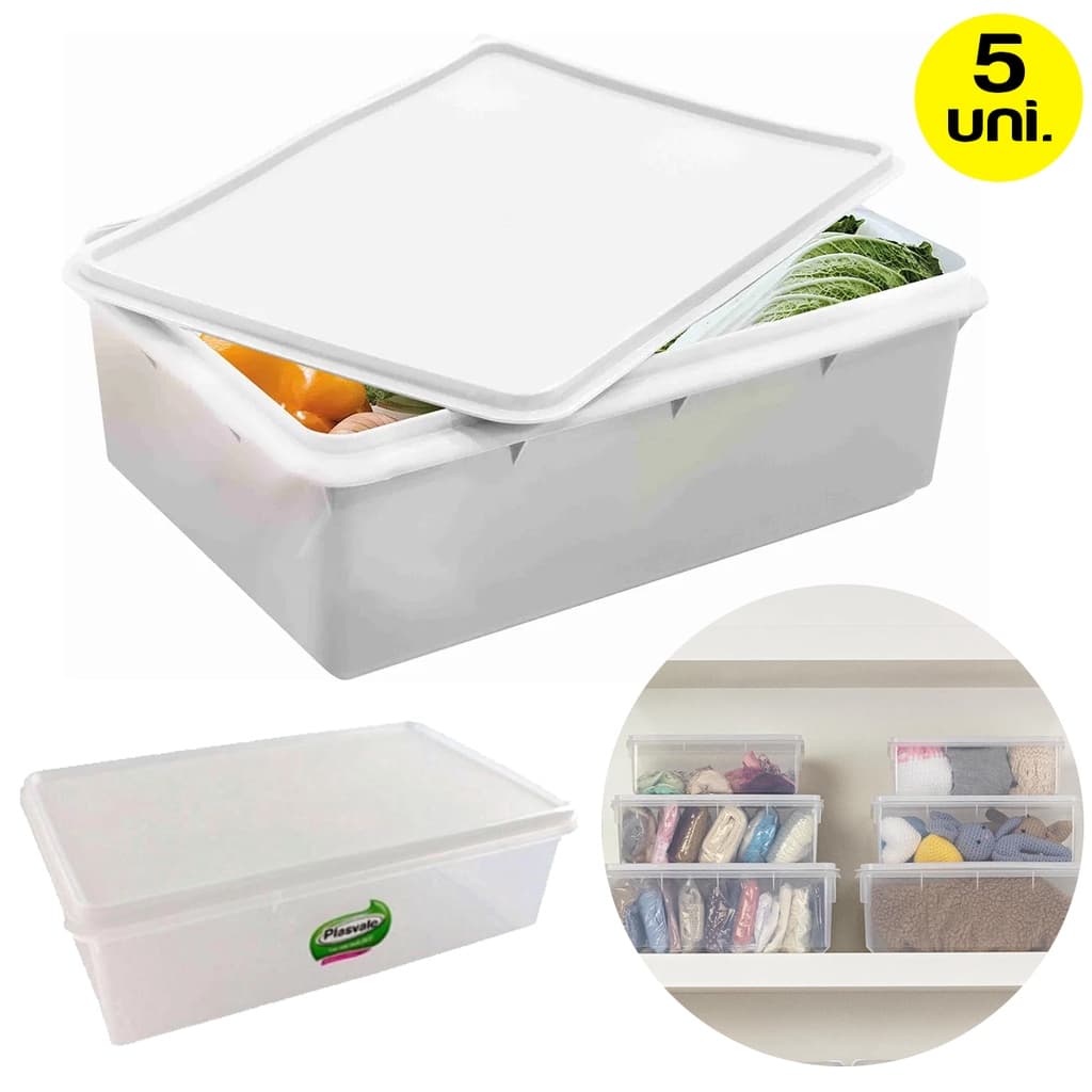 Kit Com 5 Caixas Plasvale Ref.123 11 Litros