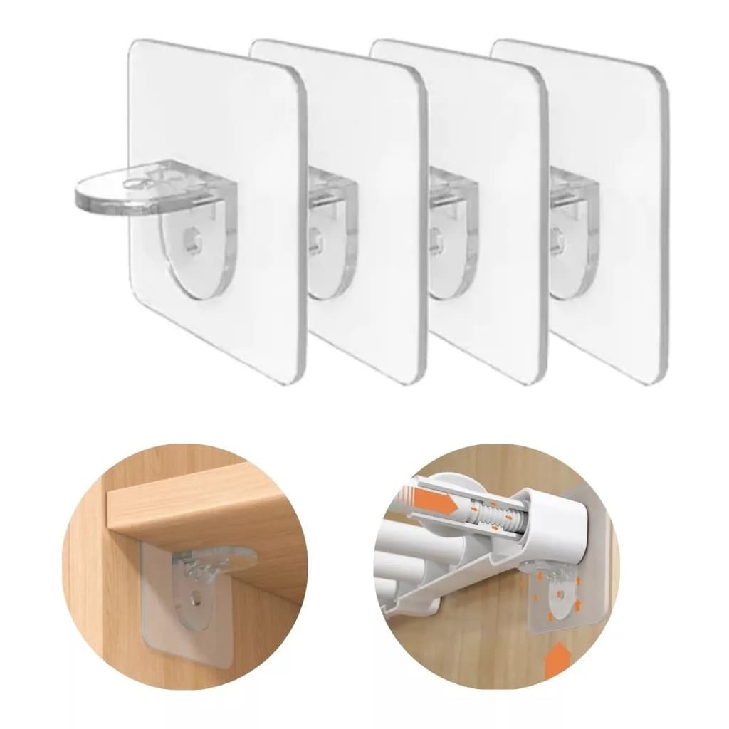 Kit  4 Peças Adesivo Suporte Para Gancho de Parede  Multiuso Para Sala Cozinha e Banheiro