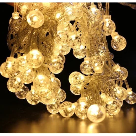 Cordão Varal Fio De Luz 20 Bolinhas Cristal 4m Led Decoração Natal