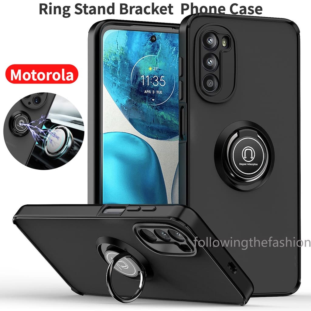 Capa Para Telefone Motorola Moto G31 4G G41 G51 G71 5G Com Suporte De Anel Magnético Acrílico Rígido Câmera De Moda Proteção Da Lente À Prova De Choque Anti Impacto Capinha Phone Case