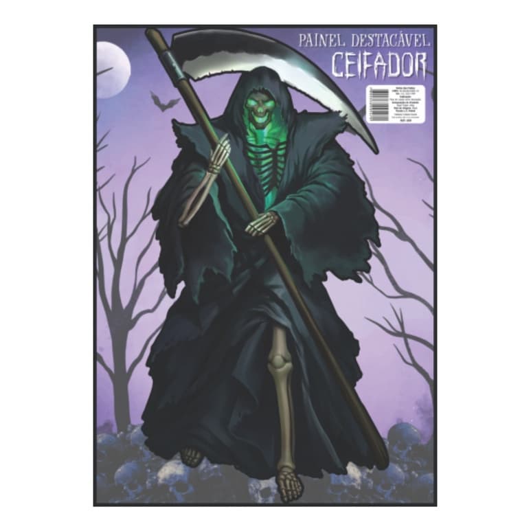 Paineis Destacáveis Ceifador Halloween - 70x49cm Em Cartonagem