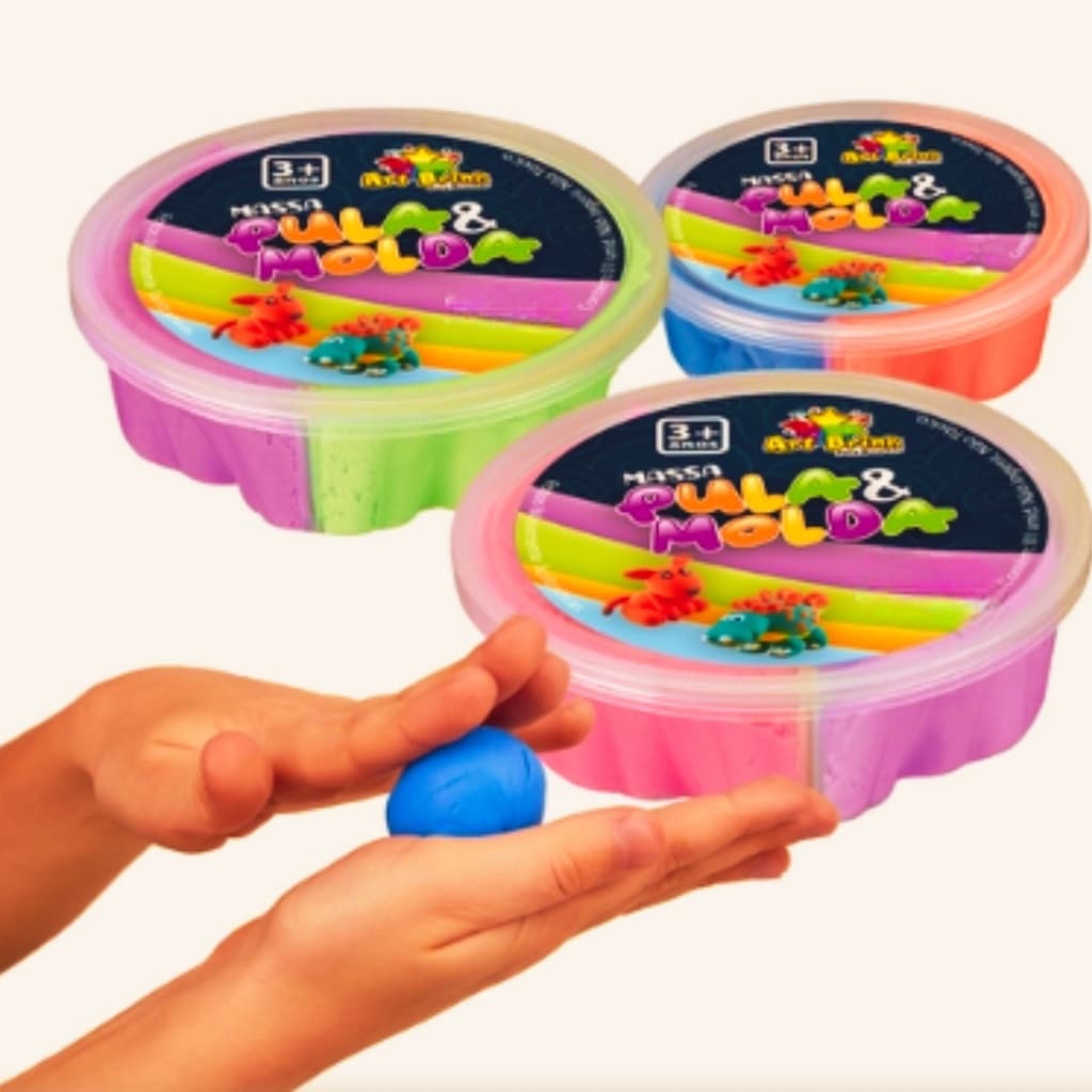 Kit 2 Massa Pula e Molda, Ideal para Crianças, Modelagem Divertida
