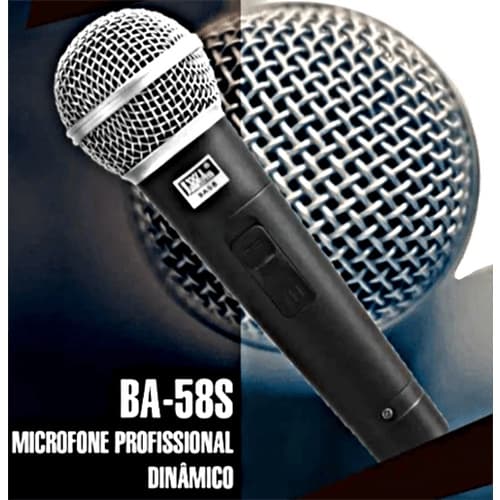 Microfone Com Fio Profissional Dinâmico Unidirecional JWL BA-58S