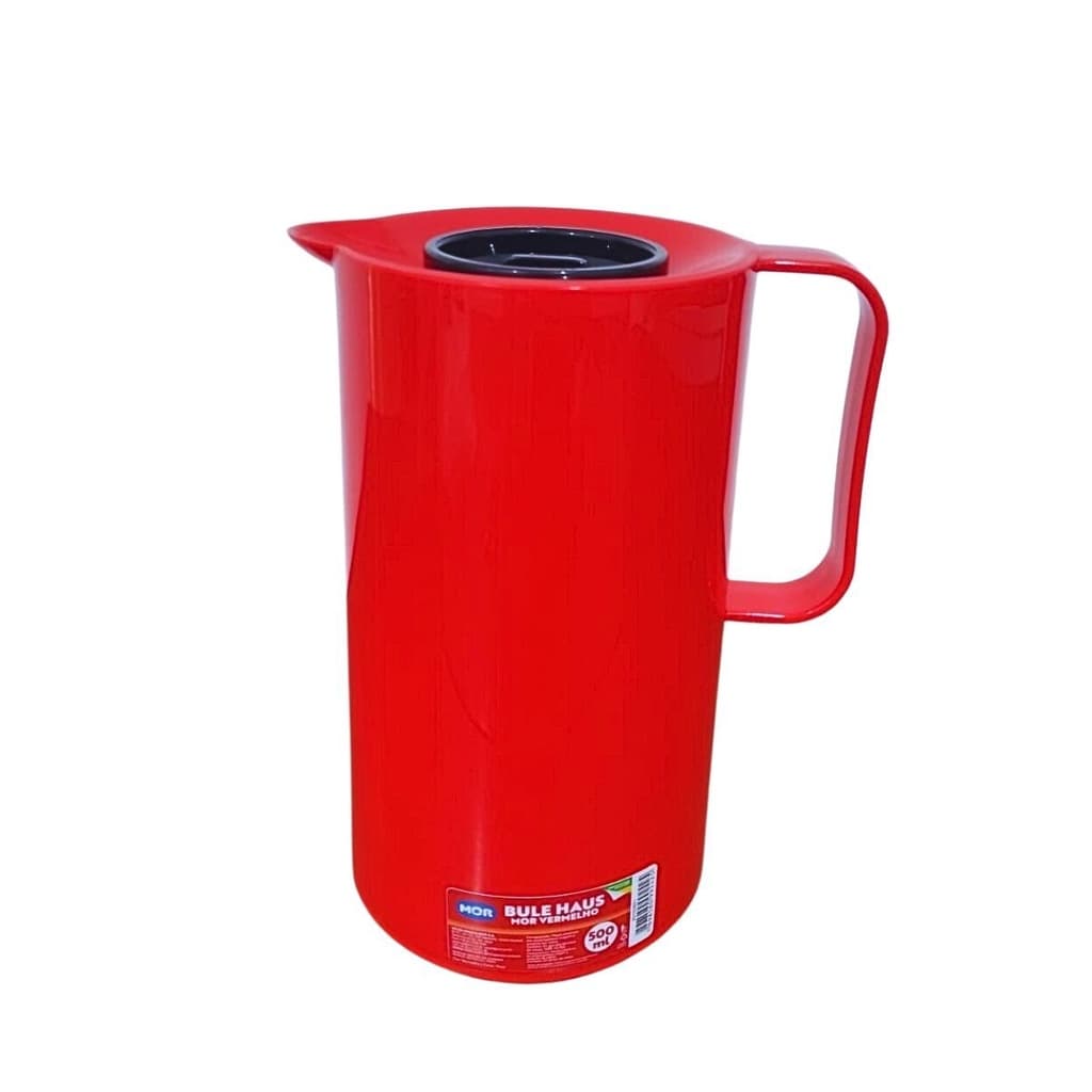 Bule Térmico Em Plástico C/ampola Vidro Haus Vermelha 500ml