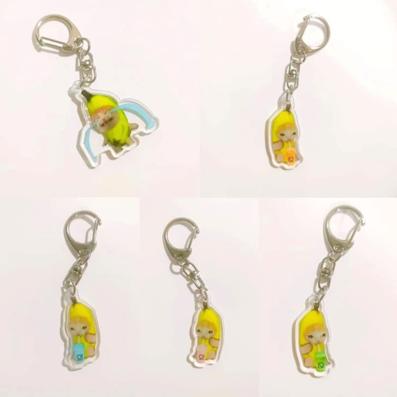 YOIOI Acrílico Bonito Gato Chaveiro Carteira Bolsa Mochila Decoração Banana Ornamento Para Casal Feminino Meninas Frie