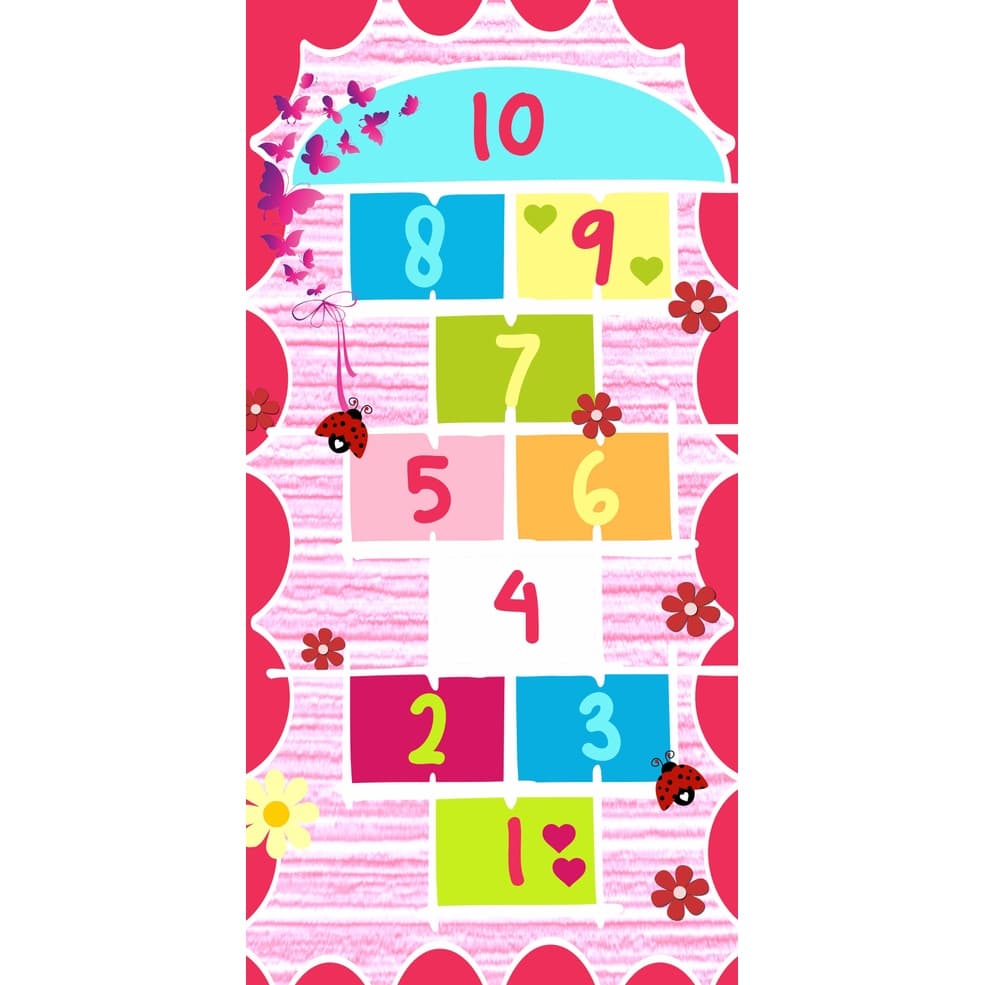Brinquedo Tapete De Lona Amarelinha Rosa Criança Tam 140cm X 70cm