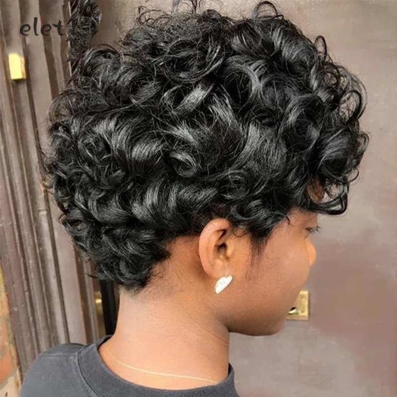Peruca De Cabelo Encaracolado Feminino Curto Fino Natural peruca curta cabelo organico cacheado