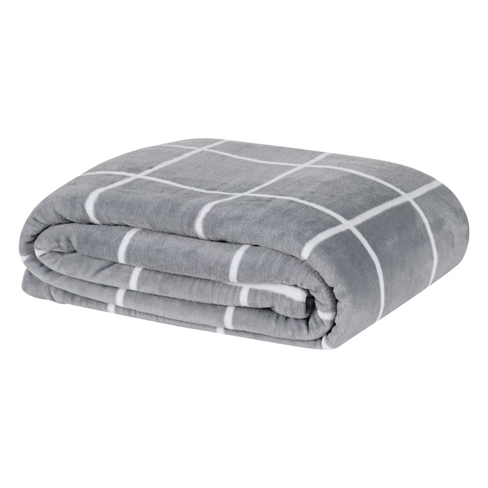 Coberta Manta Soft Grid Geometrica Austin Para Cama Solteiro Ultra Flaneel Macia
