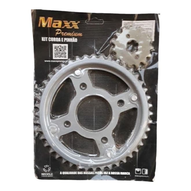 Kit Transmissão Relacao Coroa + Pinhao cg titan 150 fan150 start 150 mix 150 flex 43/16 (428) Maxx Premium