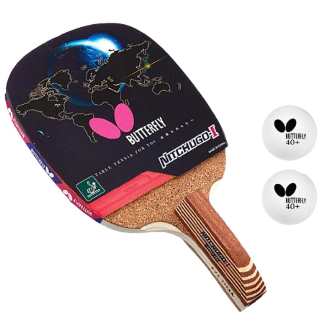 Raquete Caneta Butterfly Nitchugo Profissional Tenis De Mesa + 02 Bolas