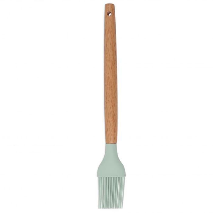 Pincel culinário de silicone com cabo de madeira