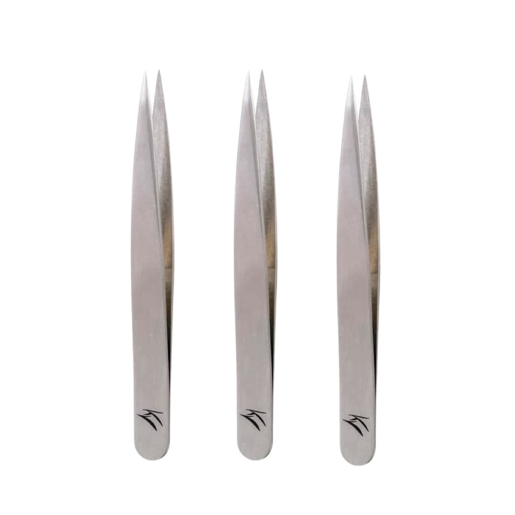 Kit 3 Pinça de Sobrancelha Ponta Fina Profissional 131PO Klass Vough Bisturi Agulha Inox