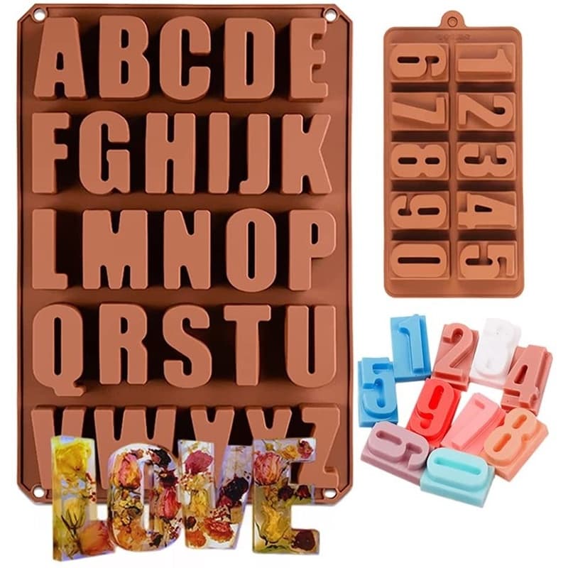 26 Letras Em Inglês Cartas Molde De Silicone Grandes De Chocolate Candy A-Z | Tamanho 0-9 Decoração De Bolos Para Festas