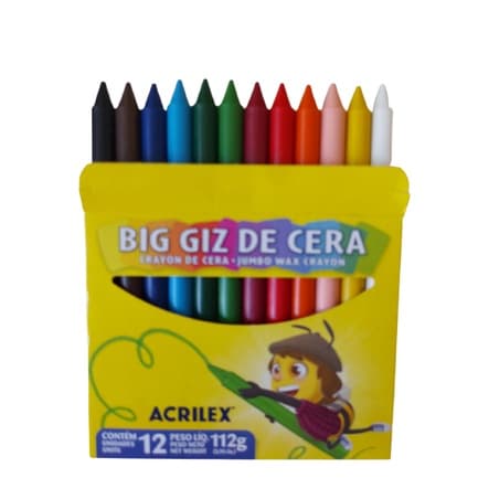 Big giz de cera Acrilex com 12 cores 112gr
