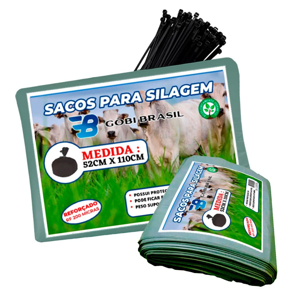 Saco Para Silagem Silo Pacote 100 Unidades e 100 Abraçadeiras