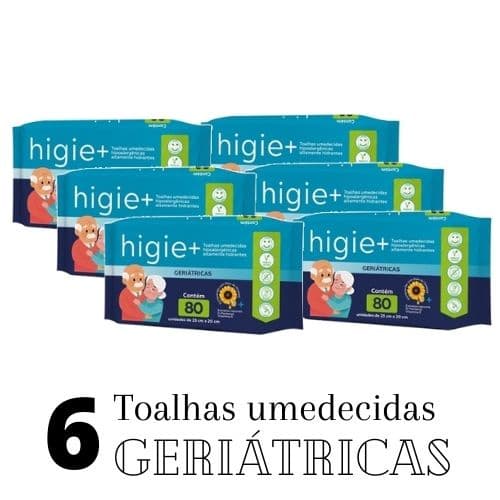Kit 6 Pcts Toalha Umedecida Adulto Higie Plus 25x22cm - 480un