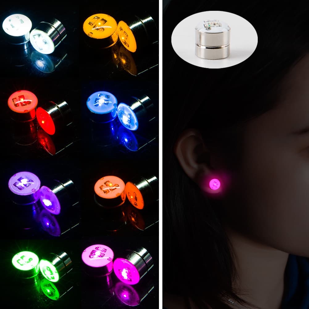 Brincos LED Acendem De Orelha Acessórios Para Festa De Dança Flash Vermelho Azul