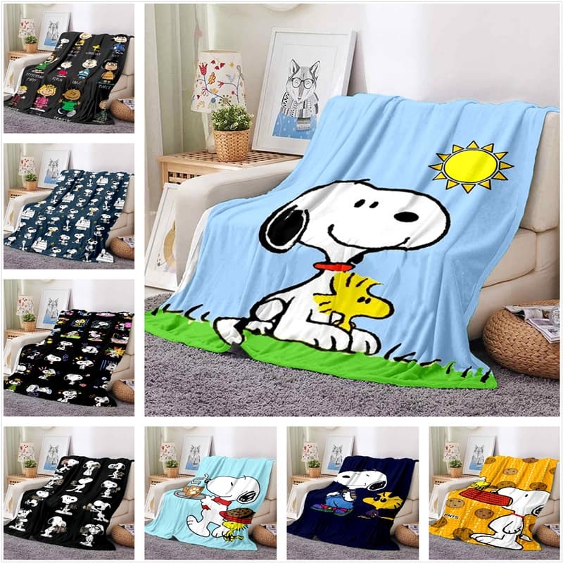 Snoopy Comics Cartoon Cute Cobertor Sofá Escritório Almoço Ar Condicionado Macio E Confortável Roupas De Cama Personaliz