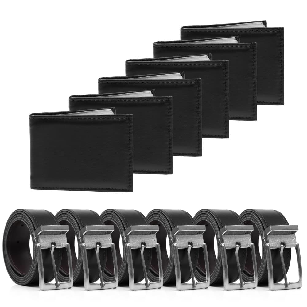 Kit De 6 Cintos Dupla Face  Fh Vestuários e 6 Carteiras Simples