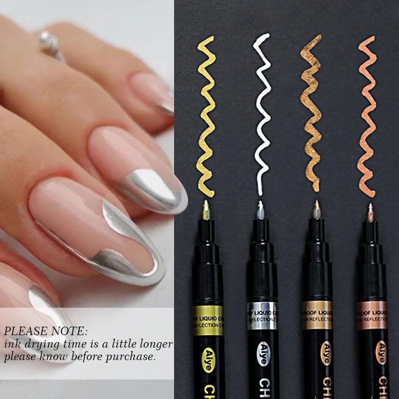Caneta De Esmalte Prata Verniz Cromado Metálico Pintura Gel Grafite Onda Desenho Linhas De Listras Pincel Para Manicure