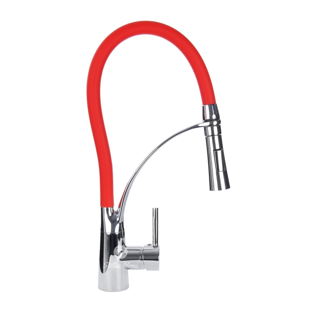 Torneira Cozinha Gourmet Misturador Flexível Vermelha Premium