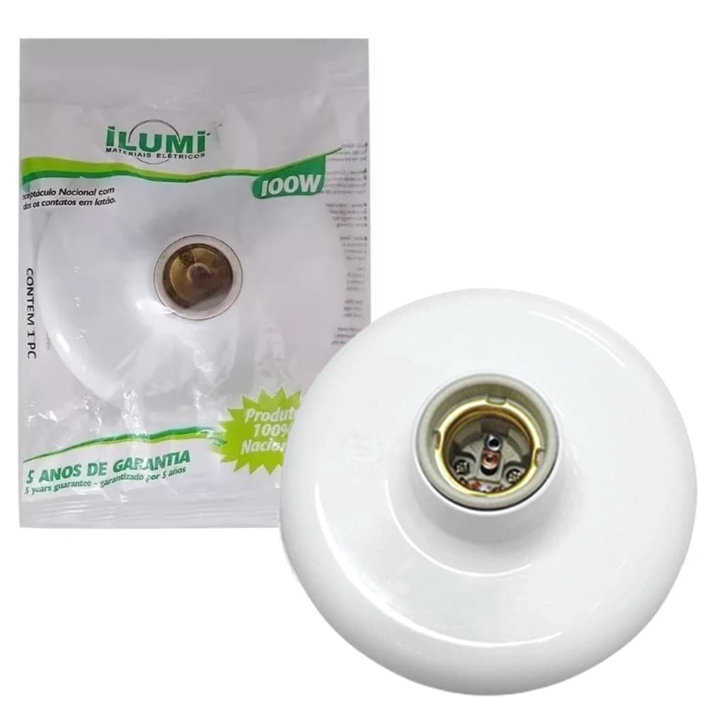 PLAFON 100W 250V BR COM RECEPTÁCULO EM PORCELA ILUMI