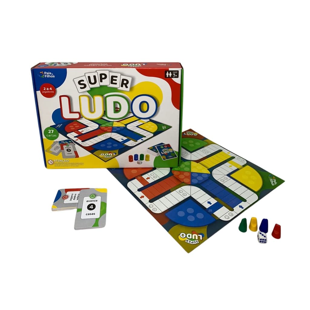 Jogo Tabuleiro Super Ludo Trilha Jogos Clássico de Cartas